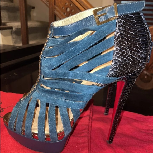 Christian Louboutin | Shoes | Christian Louboutin Dark Teal Suede And ...